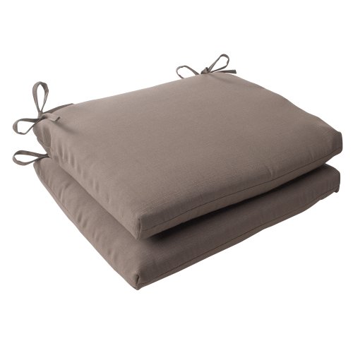 Pillow Perfect Indoor/Outdoor Forsyth Squared Seat Cushion, Taupe, Set of 2