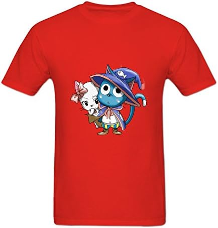 54fg5dsgfre Men's Anime Fairy Tail Happy T-Shirt XL Red