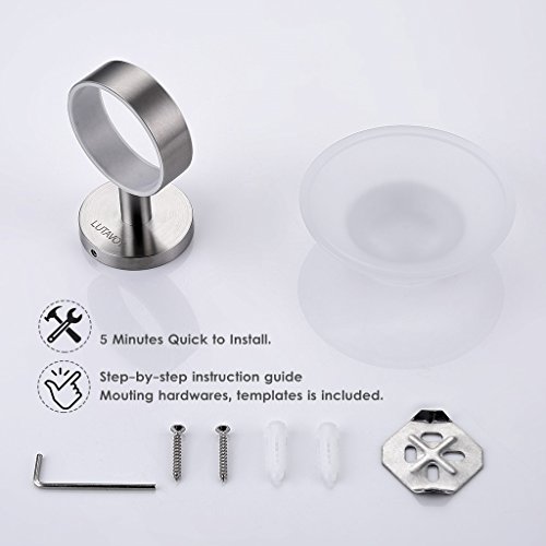 LUTAVOY LD01 Wall Soap Dish Holder,Soap Holder For Sink,Frosted Glass Soap Holder,Hardware and Instruciton Included