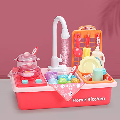 Kinder Küche Spüle Spielzeug,Kinder Waschbecken Küche Spielküche,Elektrisch Küche Spielzeug Sets mit Zubehör,Küchen… – Bild 4