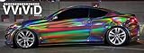 VViViD Black Holographic Vinyl Wrap Rainbow Finish Roll DIY Air-Release Adhesive Film (Sample (3