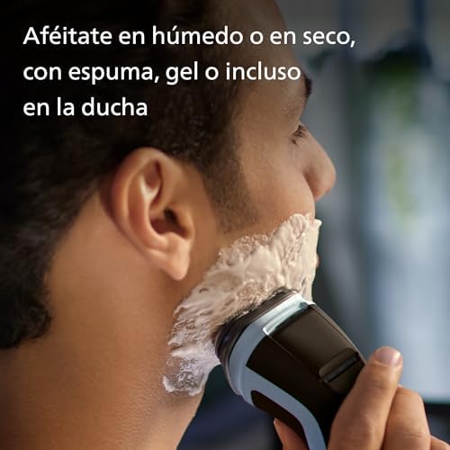 Serie X3000 Afeitadora Eléctrica Hombre, Máquina de Afeitar Barba con Cortapatillas, 27 cuchillas, Cuida la piel, 45min de uso, En Seco y Húmedo, Recargable, X3053/00, Azul