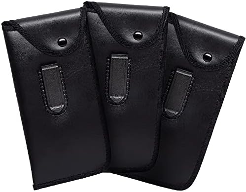 Calabria Button Flap Eyeglass Case PU Leather w/Plastic Pocket