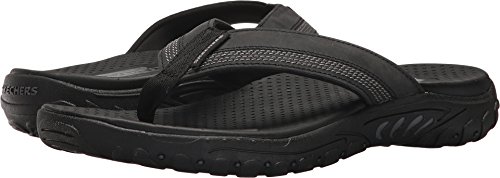 Skechers mens Relaxed Fit¿: Reggae - Cobano Flip Flop, Black, 12 US