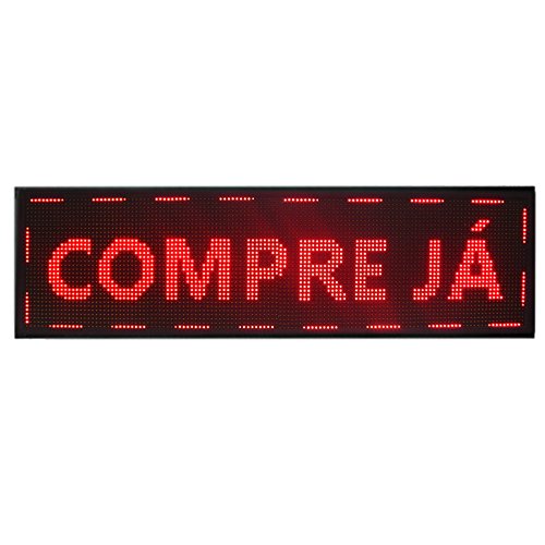 Painel De LED Letreiro Digital 135cm x 40cm Alto Brilho USB Interno para Publicidade (Vermelho)