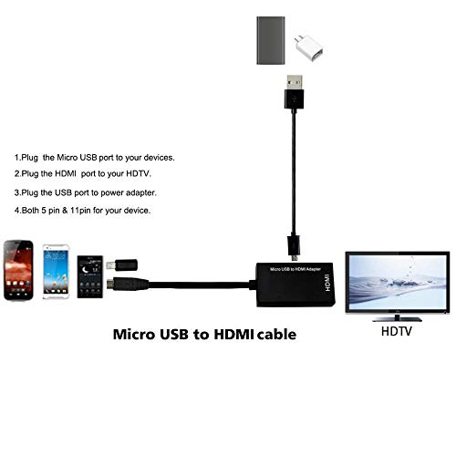 Micro USB to HDMI,ZAMO 5 Pin to 11 Pin Converter Compatible Android Smart Phones and Tablets,Support 1080P High Definition Resolution