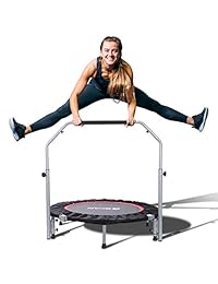 BCAN 40" Foldable Mini Trampoline, Fitness Rebounder with Adjustable Foam Handle, Exercise Trampoline for Kids Adults Indoor Garden Workout Max Load 330lbs