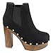 Beston FM40 Women's Platform Metallic Studded Chunky Heel Chelsea Ankle Booties