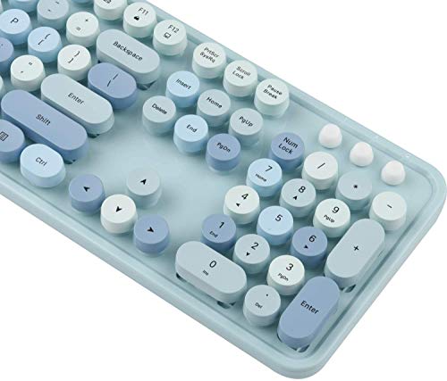 Colorful-Computer-Wireless-Keyboard-Mouse-Combos-Cute-Keyboard-and-Mouse-Set-Typewriter-Flexible-Keys-Office-Full-Sized-Keyboard-24GHz-Dropout-Free-Connection-and-Optical-Mouse-Blue Colorful Computer Wireless Keyboard Mouse Combos, Cute Keyboard and Mouse Set, Typewriter Flexible Keys Office Full…