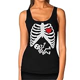 Halloween Funny Sexy Pregnant Xray Skeleton Baby Boy Women Tank Top