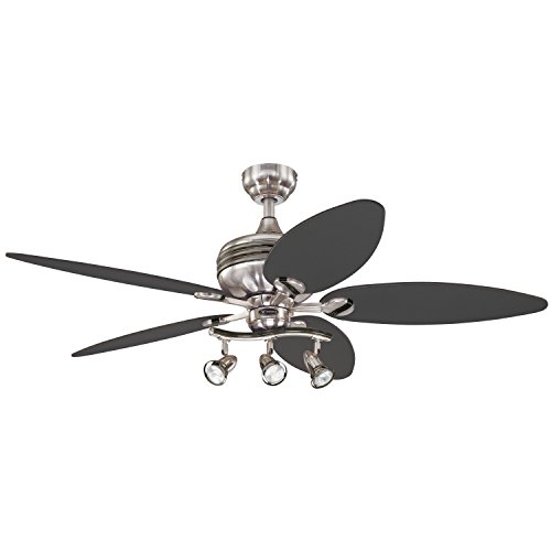 Westinghouse 7234220 Xavier II 52-Inch Five-Blade Indoor Ceiling Fan with Three Spot Lights, Brushed Nickel with Gun Metal Accents Westinghouse 7234220 Xavier II 52-Inch Five-Blade Indoor Ceiling Fan with Three Spot Lights, Brushed Nickel with Gun Metal Accents