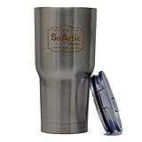 SoArtic Stainless Steel Tumbler 30 oz - Double Wall Insulated Tumbler BPA Free With Splash Proof Clear Lid - Ultimate Large Coffee Mug / Travel Mug for Hot & Cold Drinks