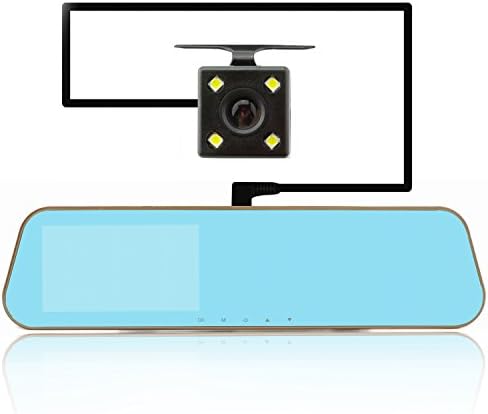 Rafer A800 Car mirror Camera 6-layer Glass 150° and Rear Camera 140° Wide Angle lens Dash Cam Parking monitor Night Vision 1080P Video Parking Monitor G-Sensor Motion Detection 4.3inch TFT LCD Screen