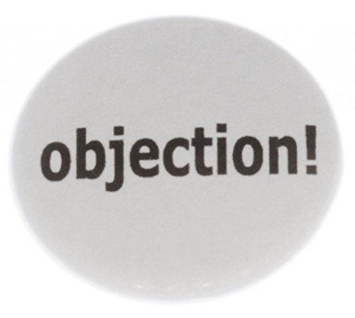 A&T Designs Unisex - objection! 1.25" Pinback Button Pin Lawyer Law Funny Humor