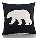 HT&PJ Decorative Super Soft Fabric Square Throw Pillow Case Cushion Cover Black Background Bear Printed 18 x 18 Inches