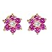 Gold Plated Fuchsia and Clear CZ Flower Screw Back Earrings for Toddlers & Kids - Elegant and Shiny CZ Flower Earrings Elegant Gift for Birthdays - Floral Themed Jewelry for Little Girls