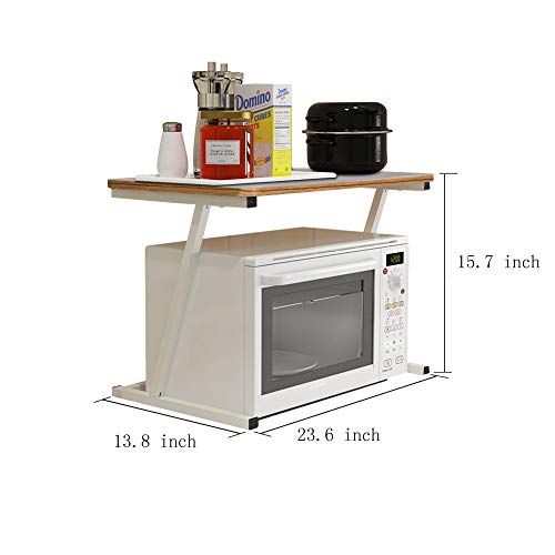 Staron Kitchen Storage Rack Microwave Oven Rack, 2 Tier Storage Shelf, Kitchen Storage Shelf 23.6×13.8inch (Brown)