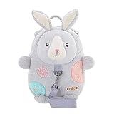 Me Too Kids Leash Bags Toddler Backpack with Safety Harness Playful Preschool Kids Diaper Bag for Little Children(12-36M) Gray Bunny