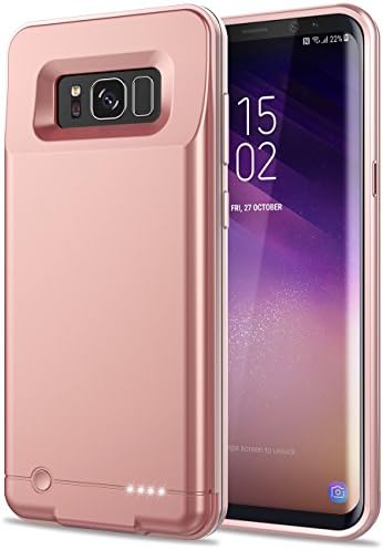 Emishine Galaxy S8 Plus Battery Case, Ultra Slim 5000mAh Portable External Backup Case Battery For Samsung Galaxy S8 Plus/Rechargeable S8+ Power Bank Case (6.2"-S8 Plus-Rose Gold)