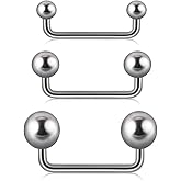 Niaspi 3Pcs 16G Double Ball Staple Surface Piercing Barbell G23 Titanium 8-14mm Surface Barbell Internally Threaded Surface Piercing Jewelry, Silver