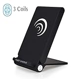 NovaPow Wireless Charger, Foldable Stand Wireless Charging Pad, Qi Fast Charge for Samsung Galaxy S9/S9+ Note 8/5 S8/S8+ Plus S7 S7/S6 Edge & Standard Charge for iPhone X iPhone 8/8 Plus, 3 Coils