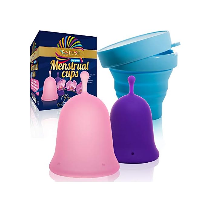 Talisi Best Reusable Menstrual Cups - Feminine Period Cup Set of 2 (Small & Large) - Super Soft Flexible Sensitive…