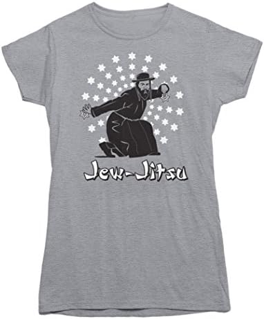 ShalomShirts Jew Jitsu Jewish Ninja T-shirt Ladies / Juniors Sport Gray Large