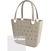 UeKeKicg Medium Rubber Beach Bag, Waterproof Tote Bags Washable Sand-proof Travel Hand Bags for Pool Boat Work Sports