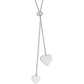 Vanbelle Sterling Silver Jewelry - Rhodium Plated with 925 Stamp - Adjustable Necklace with Heart Drop Pendant-Necklace for Women - 16.5" long + 2" Extender - Valentine's Collection Necklace