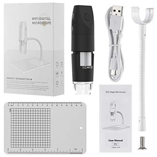 Limited Price Reduction, Intee Wireless Digital Microscope,50X To 1000X WiFi Microscope , Flexible Arm Observation Stand with 1080P HD 2.0 MP 8 LED, Mini Handheld Microscope Camera for Android IOS PC
