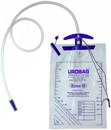 BNMCM Romsons Uro DB-1070-10 ROMO-10 Urine Accumulation Bag with Moulded Handle, Capacity - 2000ml (Pack of 25) (White)