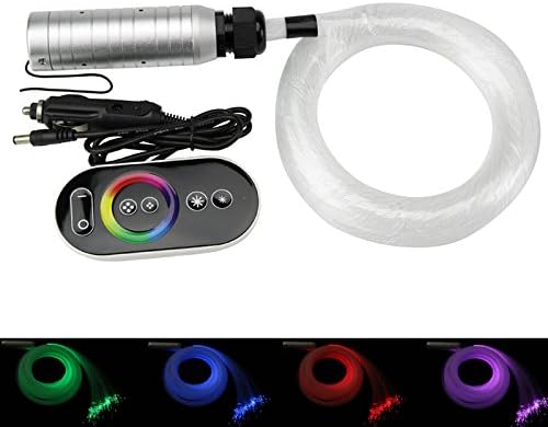 AMKI Fiber Optic Light Car Use, Star Ceiling Kit LED Lighting Decorations, 6W RGB Engine Driver with Touch Remote Control 0.03in/0.75mm 6.5ft/2m 100pcs