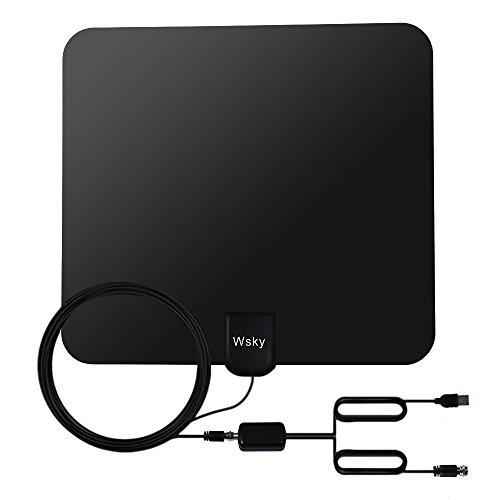 TV Antenna - Wsky 1080P 50 Miles Digital HDTV Antenna Indoor - Upgraded Version USB Powered Amplified Antenna Super FUN And FREE For LIFE!