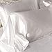 DuShow Satin Silk Duvet Cover Set Queen White Solid 3 Pieces Bedding Cover Set 1 Duvet Cover and 2 Pillowcases Soft High Thread Count Comforter Cover Set with Zipper Closure(Queen,White)