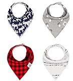 Baby Bandana Drool Bib 4 Piece Set, Best for Teething and Drooling, Absorbent and Soft, 