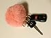 Miraclekoo Rabbit Fur Ball Pom Pom KeyChain Gold Plated Keychain with Plush for Car Key Ring or Handbag Bag Decoration (Orange Pink)