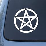Pentagram - Wiccan Pagan Occult Satan - Car, Truck, Notebook, Vinyl Decal Sticker #2596 | Vinyl Color: White