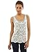PattyBoutik Women's Crochet Lace Overlay Tank Top (Gray and White M)