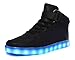 ToLFE Women Men High Top USB Charging LED Glow Shoes Flashing Sneakers Black Black 8 B(M) US