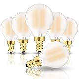 Hizashi CRI 90 + Fully Dimmable Frosted LED G14(G45) Bulb 6W=60W Equivalent 650Lumen E12 Candelabra Base Filament Bulb Warm White 2700K, UL Listed - 6 Pack