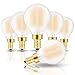 Hizashi CRI 90 + Fully Dimmable Frosted LED G14(G45) Bulb 6W=60W Equivalent 650Lumen E12 Candelabra Base Filament Bulb Warm White 2700K, UL Listed - 6 Pack
