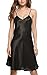 Avidlove Women's Nightshirts Satin Chemises Slip Sleepwear,Black (FBA),Medium