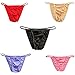 Mlovew Men Comfortable Silky Bugle Pouch Tanga Briefs Strings Bikini Underwear M fit waist 28-34 inches 5-pack Mixed color B