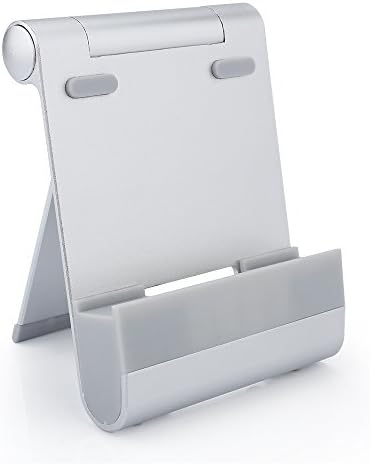 Desktop Cell Phone Stand,Tablet Aluminum Alloy Holder,Portable Foldable Adjustable Cell Phone Stand with Silica Gel Protective for iPad/iPhone/Tablets/GPS or Other Electronic Device (Silver)