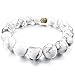 INBLUE Men,Women's 12mm Alloy Energy Bracelet Link Wrist Energy Stone Gold Tone White Howlite Turquoise Buddha Mala Bead Elastic