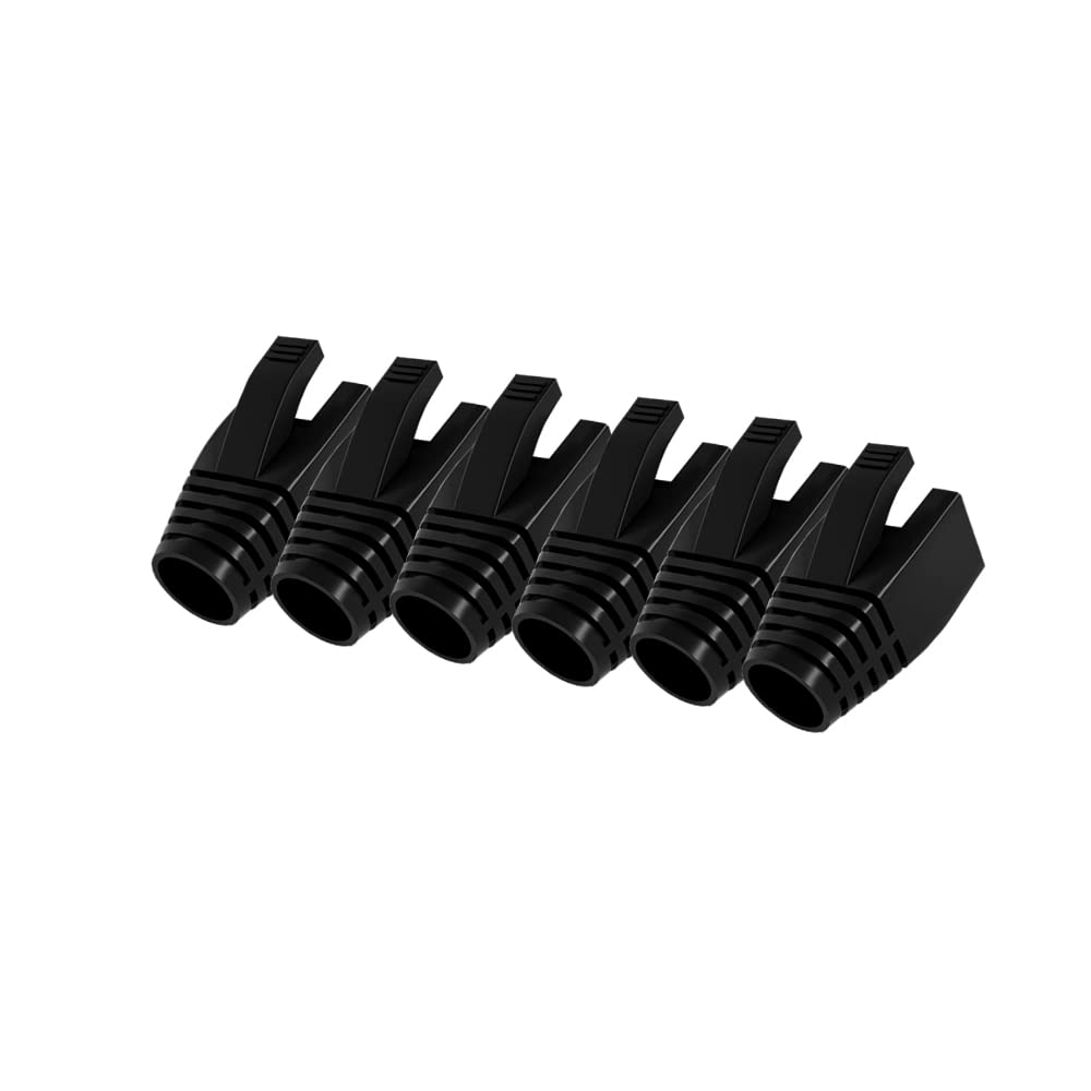 50 Pcs Cat7 Cat7A Cat8 Strain Relief Boot, RJ45 Plug Connector Cover Modular Network Plug Connector Cap Cable Connector Boots, Black