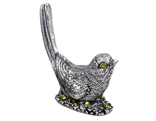 Cast American Pewter Nesting Bird Ring Holder with Swarovski Crystals - Thumbnail 5