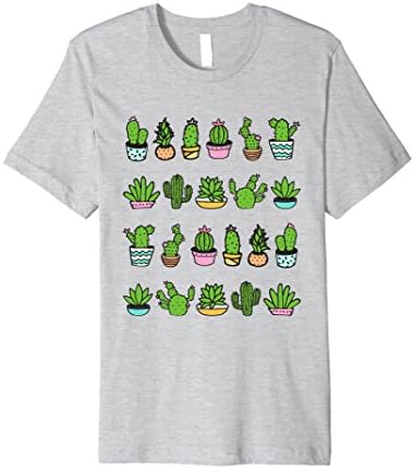Mens Cute Cactus Succulent T-Shirt Small Heather Grey