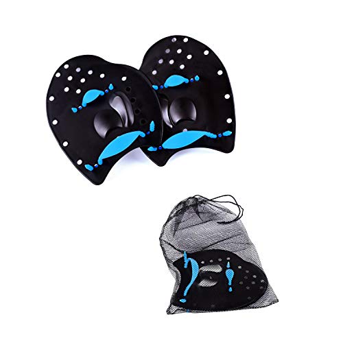 DRM Swimming Training Hand Paddles - Swim Paddles Power Paddles Swimming Training Aid with Adjustable Strap for Men Women (M)