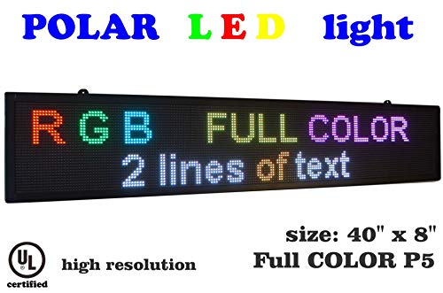 High Resolution LED RGB Color Sign 40" x 8" P5 with New SMD Technology. Perfect Solution for Advertising. Integrated Power Supply